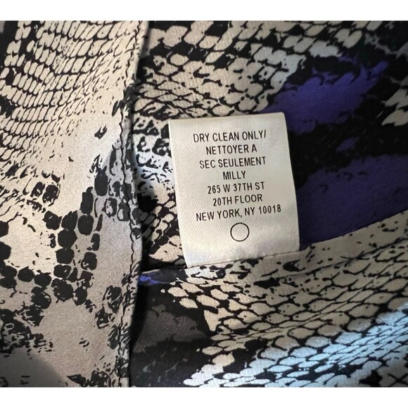 Milly Silk Partial Hook Front Closure Shirt Blouse  Women's Size 0  Purple Snake - Picture 6 of 8